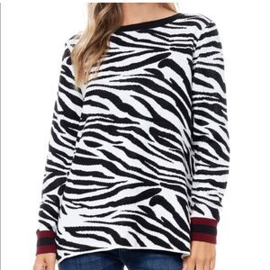 Fever Zebra Animal Print Sweater US L